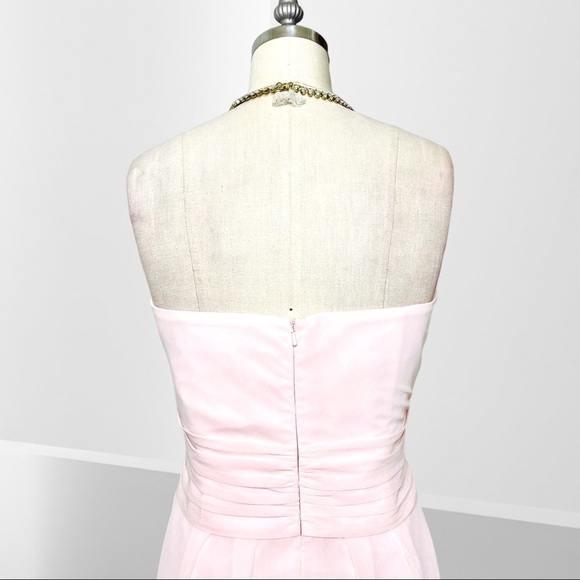 David’s Bridal Pink Strapless Short Chiffon Formal Bridesmaids Dress 12 - Picture 7 of 10